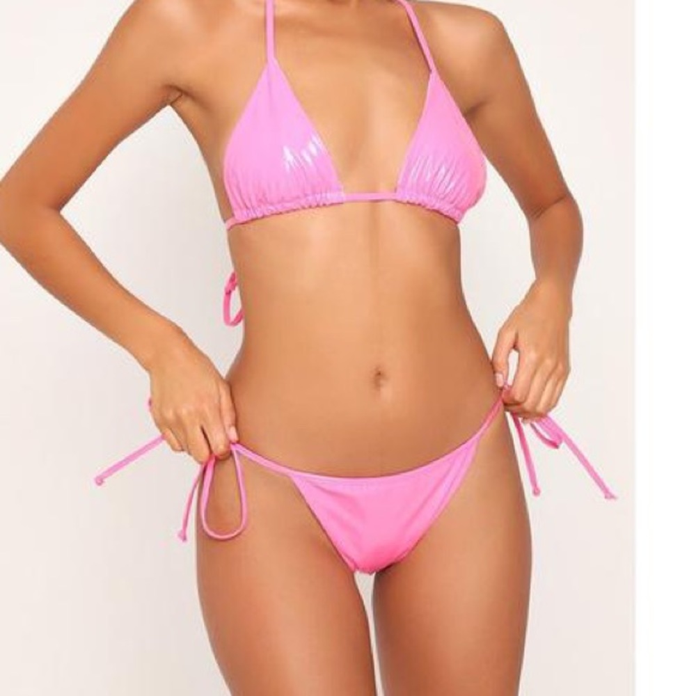 Vinyl pink string bikini size L 12